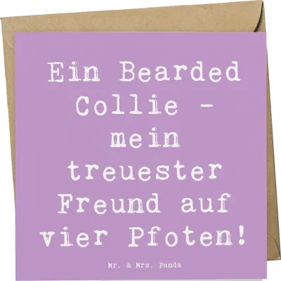 Produktbild von Mr. & Mrs. Panda Grußkarte Spruch Bearded Collie Freund - Lavendeltraum - Geschenk, bester, Hundeliebhaber, doppelkarte, Hunderassen, Hunderasse, Freude verbreiten