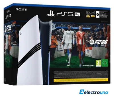 Zdjęcie produktu dla Sony PlayStation 5 Pro + EA Sports FC 26 Bundle, PlayStation 5 Pro, Czarny, Biały, GDDR6, AMD, AMD Radeon, 120 Hz