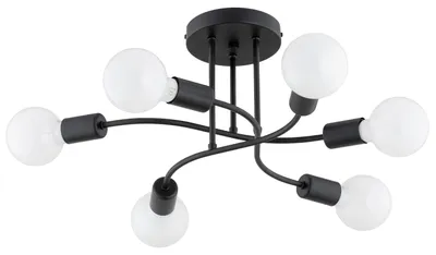 Immagine prodotto di Lampada a sospensione SEJNO nera 6xE27x15W in metallo, dimensioni: 24x49x53 cm, IP20, Alfa