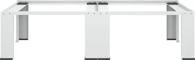 A white metal stand for appliances.