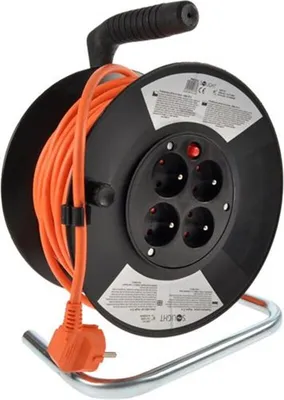 Produktbild von Solight Verlängerungskabel auf Trommel, 4 Steckdosen, orange, 25m