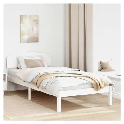 Produktbild von Bettgestell mit Kopfteil Weiß 90x200 cm aus Kiefernholz