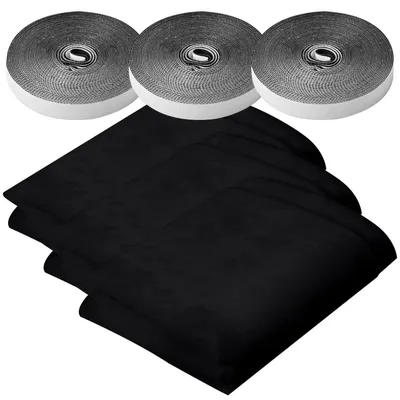 Image de 3 moustiquaires pour fenêtres avec fermeture velcro, protection contre les insectes sans perçage, couleur noire