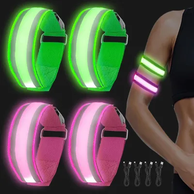 Imagen del producto de Pulseras LED - 4 unidades - Recargables mediante USB - Reflectantes