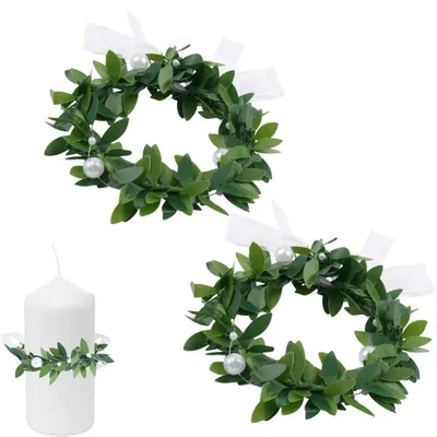 Productafbeelding van Kaarsenringen voor Bescherming - Set van 2 - Groen en Wit
