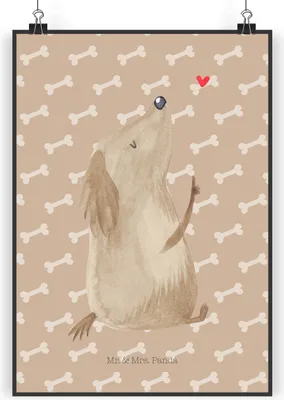 Produktbild von Mr. & Mrs. Panda Bild Hund Liebe DIN A5 - Hundeglück - Geschenk, Sprüche, drucke, Herz, Wandschmuck, Wandbild, Kunstdruck, Plakat