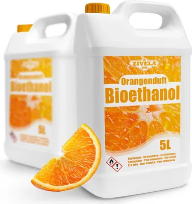 Produktbild von Bioethanol 96,6% 10L |  Alkohol Orangeduft 96,6% 2x5L | Bioethanol für Kamin, Tischkamin, Bioethanol Kamin | Bioethanol Orangeduft | Saubere Verbrennung, ohne Rauch, lebendige und stabile Flamme