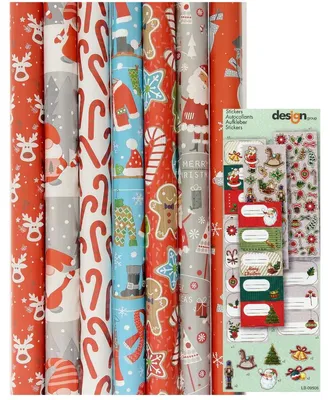 Productafbeelding van Kerstmis cadeaupapier - Kerst Kerstpapier inpakpapier voor kinderen - 7 rollen en naametiketten