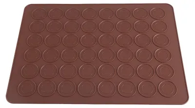 Image de Macaron-Backmatte - Revêtement antiadhésif avec 48 alvéoles - Accessoire de pâtisserie pour macarons - 39 x 28,5 cm