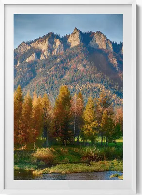 Produktbild von Gipfel der Drei-Kronen-Berge– Wandbild mit Rahmen – Gerahmtes Bild  – Wanddekoration – 70x100 cm –  Weiß Rahmen
