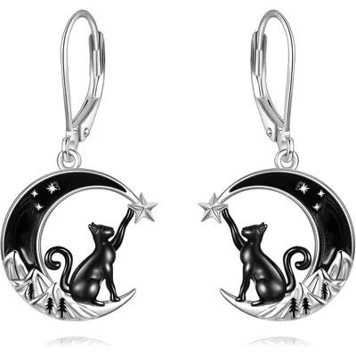 Produktbild von Hängende Mond Ohrringe Sterling Silber 925 Keltischer Knoten Design für Damen und Mädchen