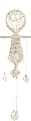 Produktbild von Handgefertigte Strickwandteppich mit Totenkopf-Anhänger - Perfekte Halloween Wanddekoration für Zuhause, 30*105cm, Weiß