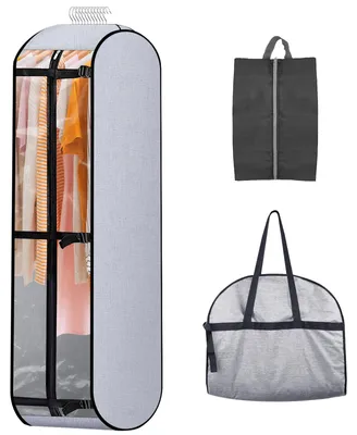Produktbild von Kleidersack für Anzüge, atmungsaktiver Aufbewahrungssack für Anzüge, inklusive Schuhfach, faltbarer, langer Schutzhülle mit Reißverschluss, Kleidersack für Kleider, Mäntel und Brautkleider, 1 Stück