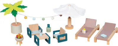 Image de Goki Mobilier de jardin pour maison de poupée en bois Mallorca