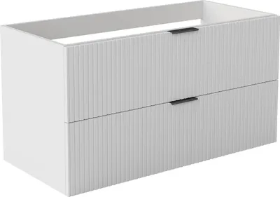 Image de Acezanble Meuble de Salle de Bain Suspendu Blanc 99cm, 2 Tiroirs avec Soft-Close