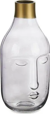 Produktbild von Vase Gesicht Grau Glas (11 x 24,5 x 12 cm)