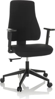 Obrázek produktu pro hjh OFFICE Profesionální kancelářská židle MATHES Ergonomická kancelářská židle s područkami (výškově nastavitelná) látka černá Otočná židle pro kancelář, domácnost