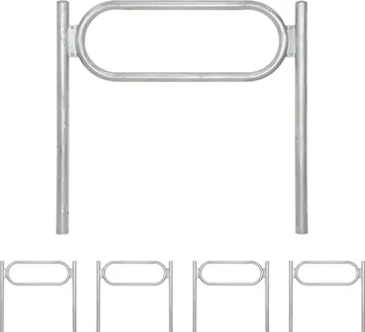 Produktbild von 5x Fahrradanlehnbügel 115 x 124 cm Stahl feuerverzinkt Ø 60 mm Einbetonieren Fahrradständer Typ O