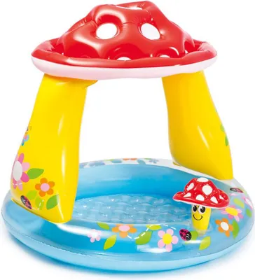 Produktbild von Aufblasbares Planschbecken für Kinder, Fliegenpilzdach, Intex 57114