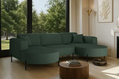 Zdjęcie produktu dla Narożnik, Sofa w kształcie U Modena Rein tkanina Poso Zielony