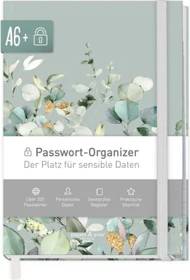 Produktbild von Passwort-Organizer / A6+ / Minty Leaves / Häfft-Verlag