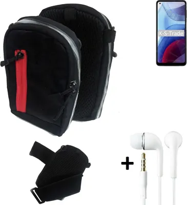 Produktbild von K-S-Trade Outdoor Gürteltasche Holster Umhängetasche + Kopfhörer kompatibel mit Motorola Moto G Power (2021) schwarz Handy Tasche Case travelbag