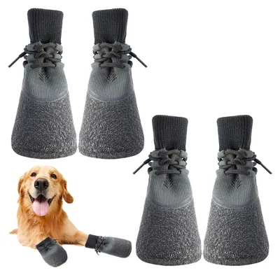 Immagine prodotto di Scarpe impermeabili per cani - Set di 4 scarpe per cani - Protezioni per zampe antiscivolo - Traspiranti - Stivali estivi per cani - Adatte per l'uso all'aperto - Stivali per cani