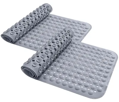 Produktbild von Badewannenmatte rutschfest 100 x 40 cm BPA-frei Grau 2 Stück