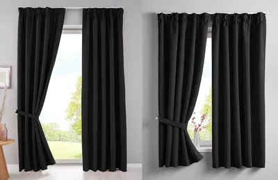 Produktbild von 2er Set Verdunkelungsvorhänge Blickdicht »NewYork« verdeckte Schlaufen Schwarz HxB 245x140 cm Thermo-Gardine Blackout schalldämmend Kräuselband Raffhalter, 202020610-2