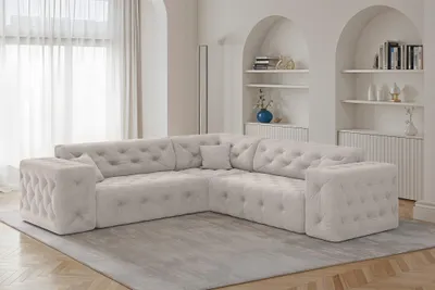 Produktbild von Ecksofa Designersofa CHANTAL in Stoff Moly Creme Seite Universal