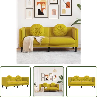 Produktbild von The Living Store Sofa mit Kissen 2-Sitzer Gelb Samt