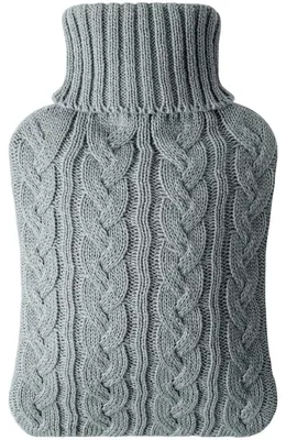 Produktbild von Wärmflasche Bettflasche Wärmekissen - 2 Liter - Mit Strickbezug - Hellgrau - Gummi