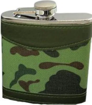 Produktbild von Flachmann aus Edelstahl mit Camouflage-Lederhülle 7 OZ - Gentelo