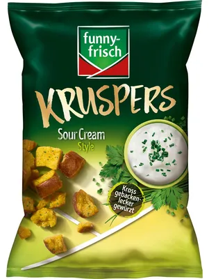 Zdjęcie produktu dla funny fresh Kruspers Sour Cream Style o pysznym wegetariańskim smaku 120g