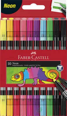 Produktbild von Faber-Castell Doppelfasermaler 10er Etui neon