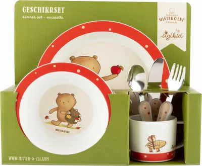 Immagine prodotto di sigikid Mister O Lui set di stoviglie rosso, 6 pezzi, stoviglie per bambini, bambini, piatto, ciotola, forchetta, cucchiaio, tazza, 52914