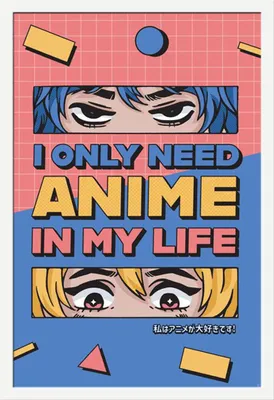 Produktbild von Anime - Poster - All I need is Anime + Wechselrahmen, Shinsuke® Maxi MDF weiss, Acryl-Scheibe