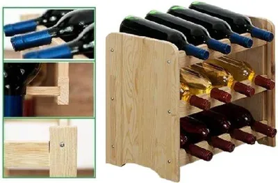 Produktbild von Famanu Holz-Weinregal für 12 Flaschen - Modular und Stapelbar