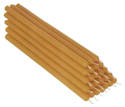 25 Bienenwachskerzen, 21 cm, gelb, rußfrei, Tropfkerzen