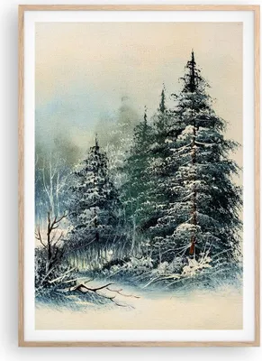 Produktbild von Gerahmtes Poster - Rahmen in heller Eiche - Schnee Fichten Wald - 70x100 cm - Wand Bild - Wanddeko - Wandbilder - Kunstposter - Wandposter - Bilderrahmen - Bilder - Kunstdruck - P2NPA70x100-4641