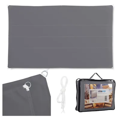 Image de Tente d'ombrage rectangulaire Relaxdays, hydrofuge, résistante aux UV, avec cordes de tension, terrasse, balcon, L x P : 4 x 6 m, gris