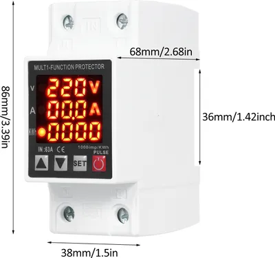 Produktbild von Vodiaca lišta typu trojdisplejového chrániča napätia a prúdu Inteligentný elektromer pre domácnosť Meter striedavého napätia Prúdová frekvencia Elektrická energia Faktor výkonu Farebná obrazovka LED