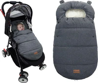 Produktbild von Kinderwagen Fußsack 90 x 52 cm, dunkelgrau, wasserdicht, für Kinderwagen