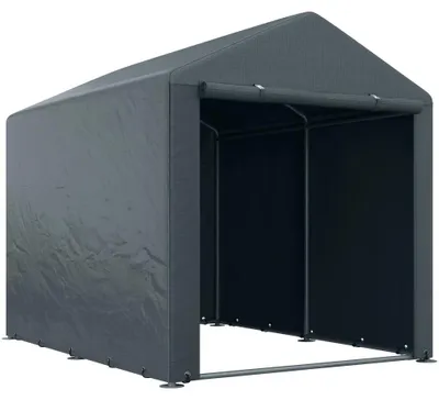 Obrázek produktu pro Stanovací stan – skladovací stan 1,6 x 2,18 x 1,72 m – plachta z PVC – vodotěsný, odolný proti UV záření – kovová konstrukce – dveře se zipem – tmavě šedá barva