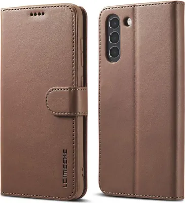 Produktbild von Samsung Galaxy S21 FE Hülle - LC.IMEEKE Luxus Klapphülle - Dunkelbraun