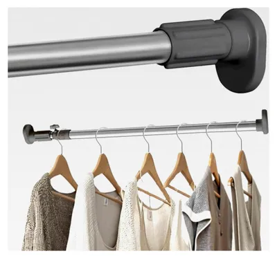 Produktbild von Metall-Teleskopstange für Garderobe ohne Bohren, Duschvorhangstange, Kleiderstange, Rohrdurchmesser 25/22 mm, 40-60 cm, Tragfähigkeit 15–20 kg