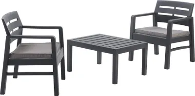 Immagine prodotto di Dmora set Salotto da Esterno Alfio Nero Antracite, 2 Posti Impermeabile, Idrorepellente, Lavabile  Italy