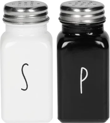 Immagine prodotto di Set di saliere e pepiere "Dispense" - Set di utensili da cucina moderni in vetro sodalime con coperchi in acciaio inox e facile dosaggio per la vostra cucina - nero