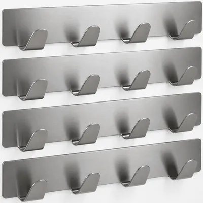 Produktbild von Klebehaken 4er Set Küchenhaken Wandhaken Edelstahl Haken Selbstklebend Küche Bad