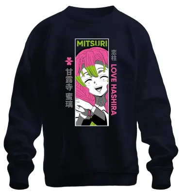 Immagine prodotto di Mitsuri Love Hashira Demon Slayer Anime Geschenk Otaku kawaii Unisex Felpa Pullover, Navy, M